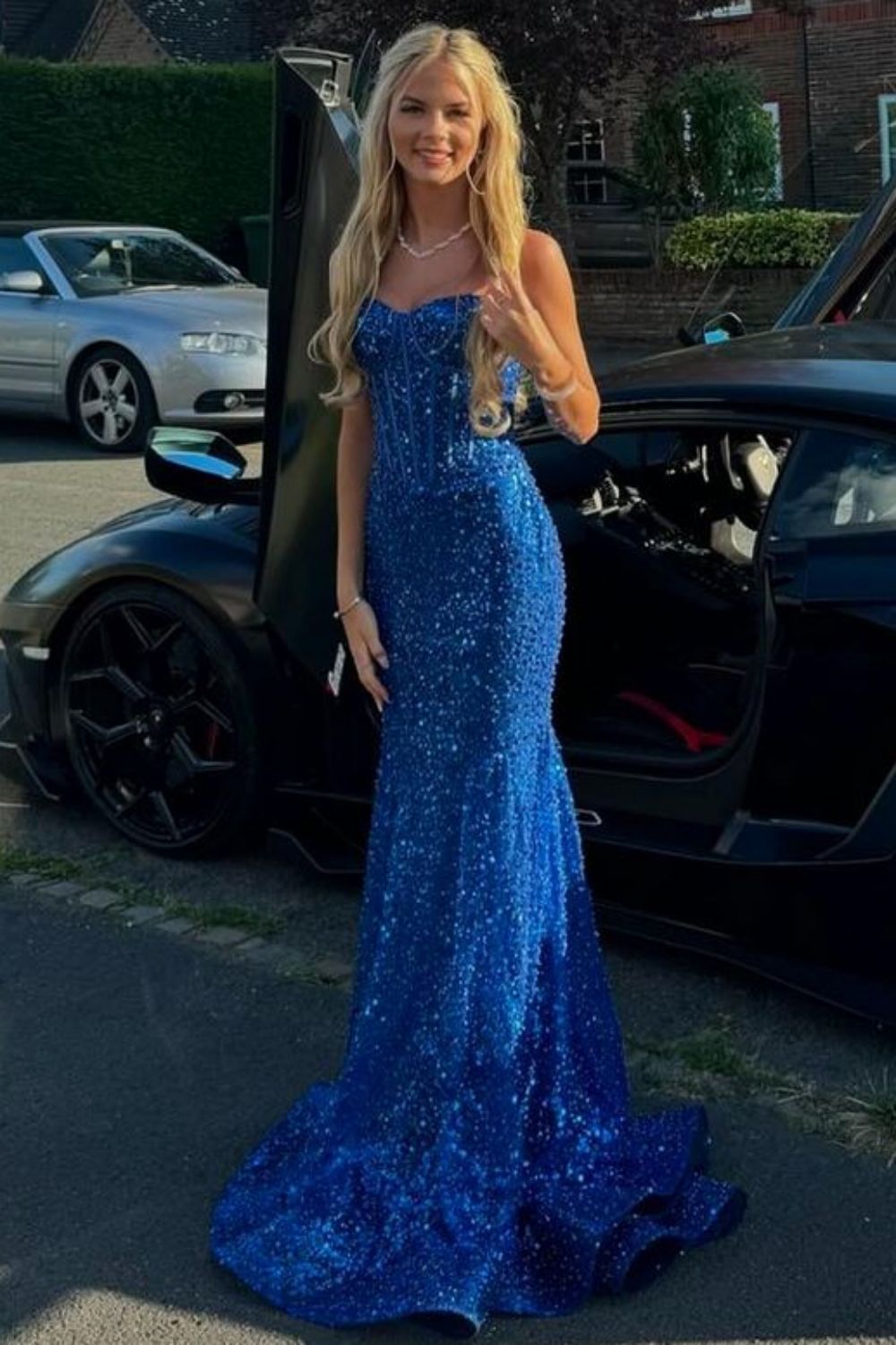 Light Blue Sequins Straps Mermaid Long Prom Dress Dreamdressy Light Blue Sequins Straps Mermaid Long Prom Dress Dreamdressy