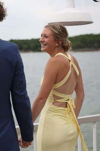 Navy Blue V Neck Satin Fitted Long Formal Dress