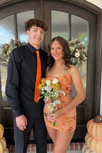 Straps Red Beaded Tight Mini Dress