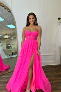 Yellow Sweetheart A-line Pleated Prom Dress with Keyhole