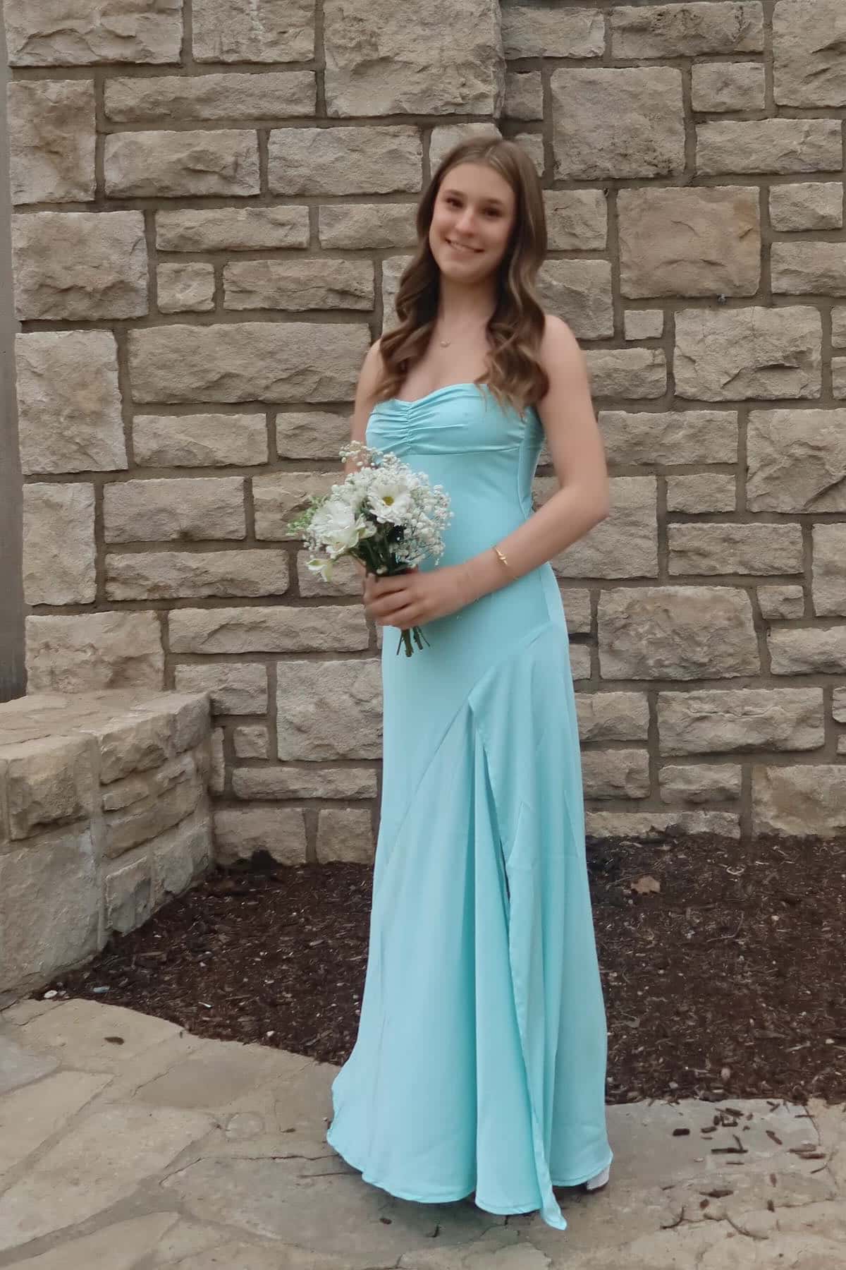 Straps Yellow Satin Fitted Long Party Dress
