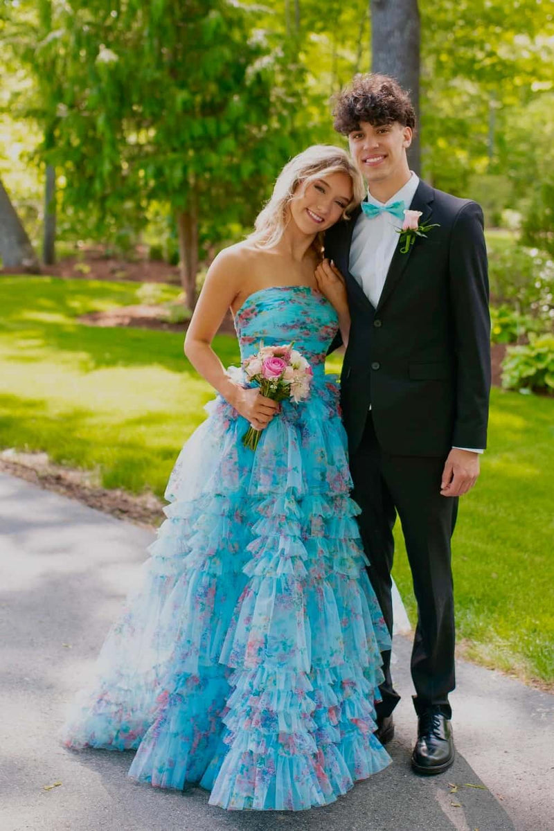 green emerald velvet dress Tiered Chiffon Prom Formal Gown Hermione Granger Yule Ball Blue Dress main image 1