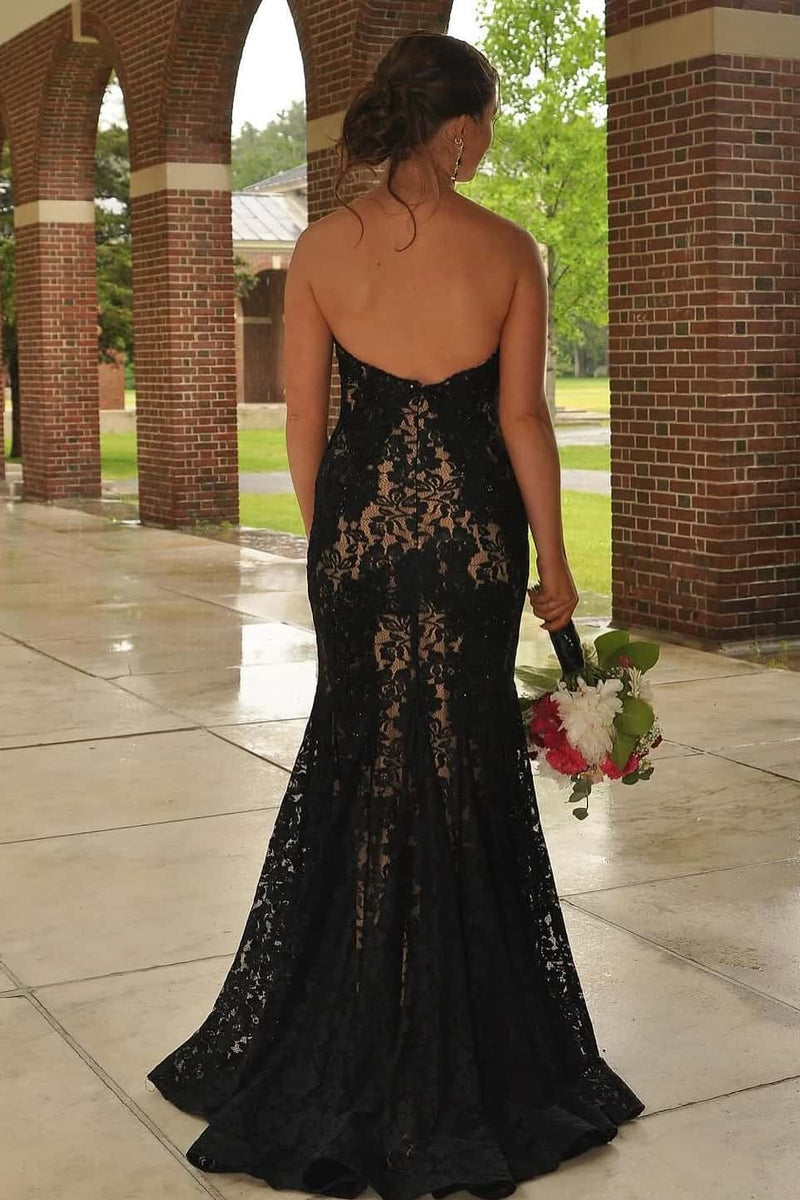 cheap formal dresses short Strapless Red Lace Mermaid Formal Dress – Dreamdressy