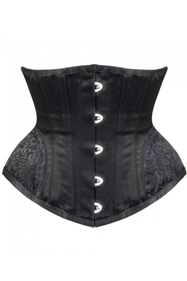 Black Underbust Corset Steel Boned Waist Trainer