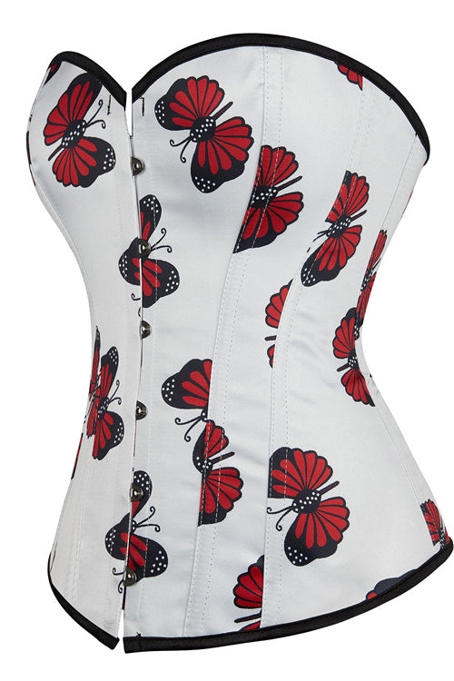 White Butterfly Strapless Lace-Up Bustier Corset Top