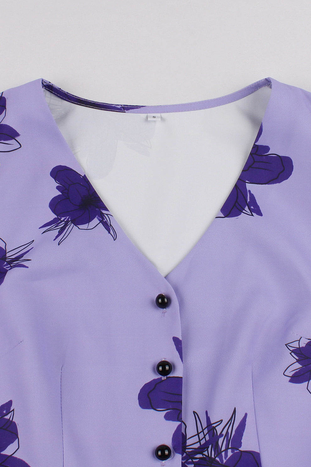 Lavender Sleeveless Floral A-line Vintage Dress
