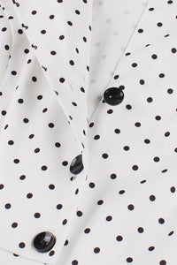 White Lapel Dot Short Sleeves A-line Vintage Dress