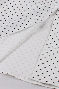 White Lapel Dot Short Sleeves A-line Vintage Dress