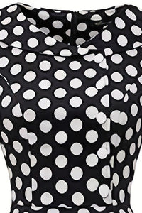 Black Short Sleeves Dot A-line Vintage Dress