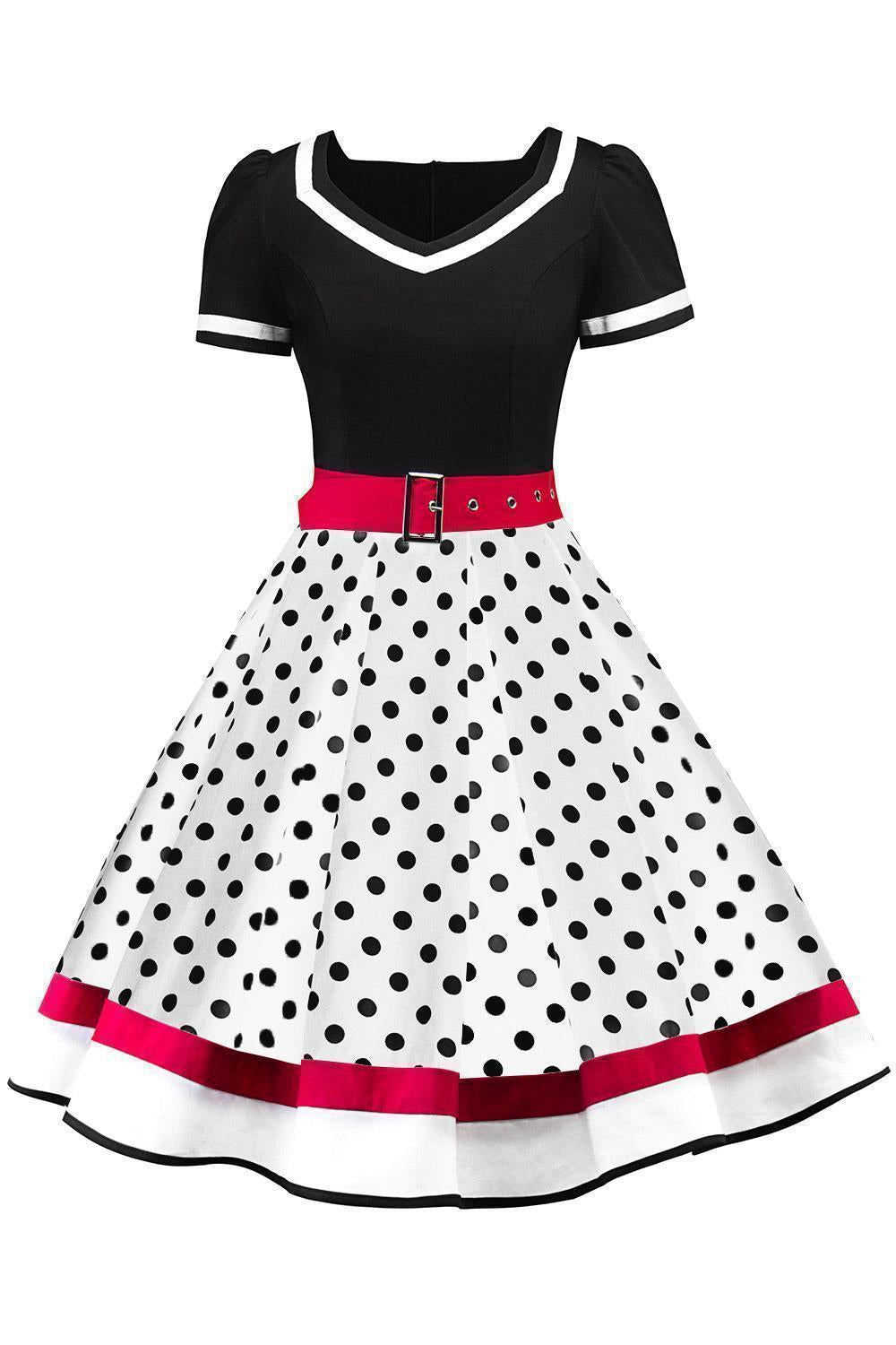 5 Styles Dotted A-line Vinatge Dress