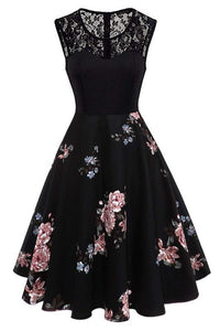 5 Styles of Floral Sleeveless A-line Vintage Dress