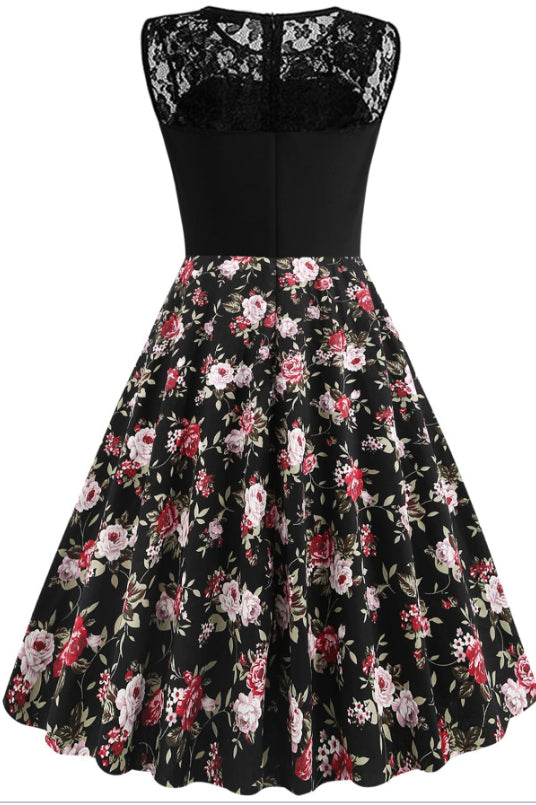 5 Styles of Floral Sleeveless A-line Vintage Dress