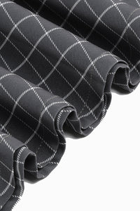 Grey Lapel A-line Plaid Buttons Vintage Dress