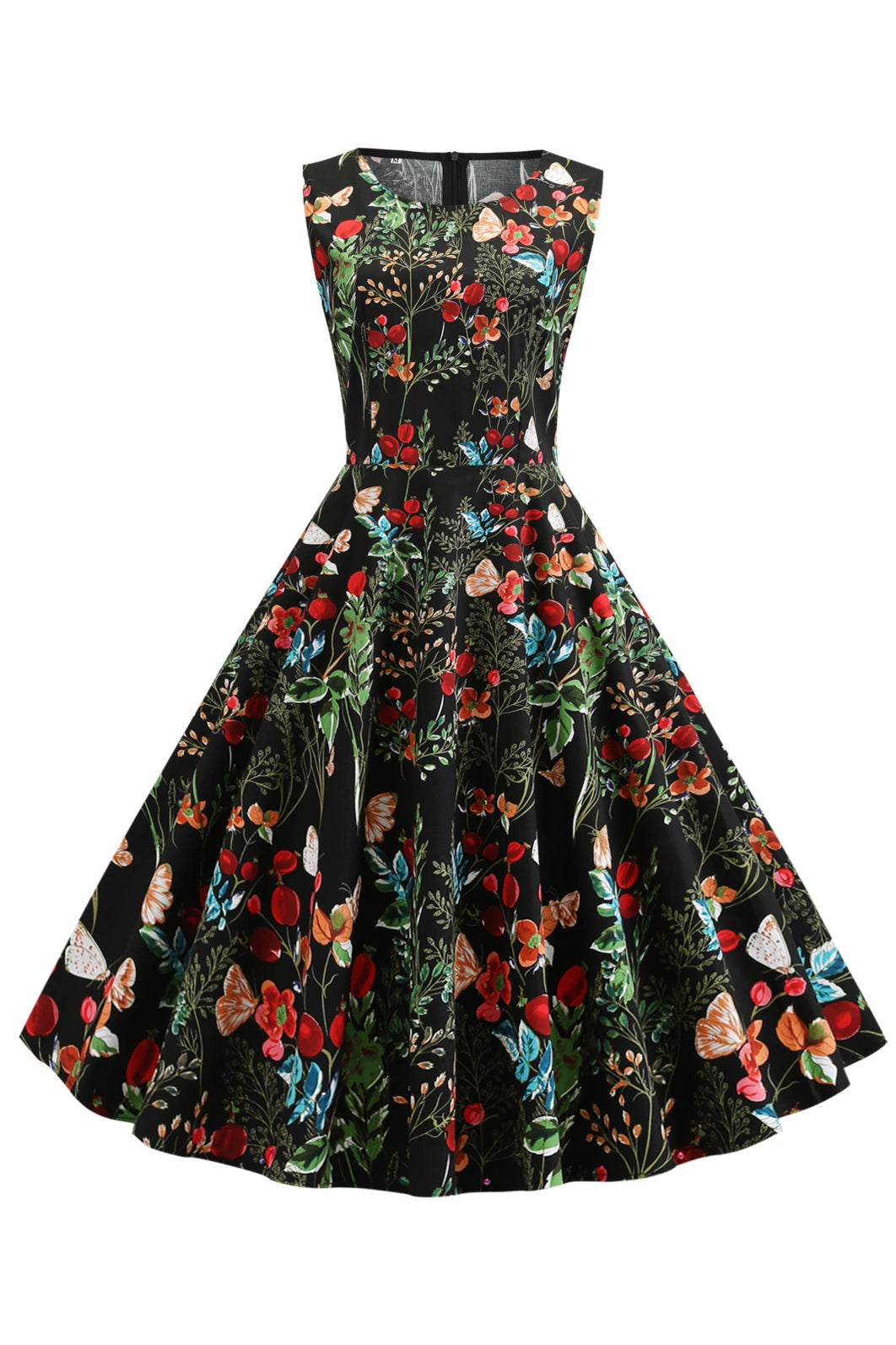 4 Styles Floral Sleeveless A-line Vintage Dress