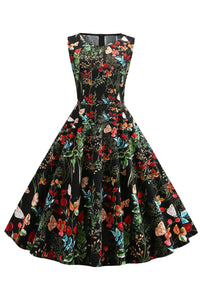 4 Styles Floral Sleeveless A-line Vintage Dress