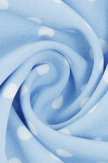 Light Blue Dot Short Sleeves A-line Vintage Dress
