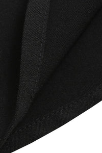 Black Folded Neck Short Sleeves A-line Vintage Dress