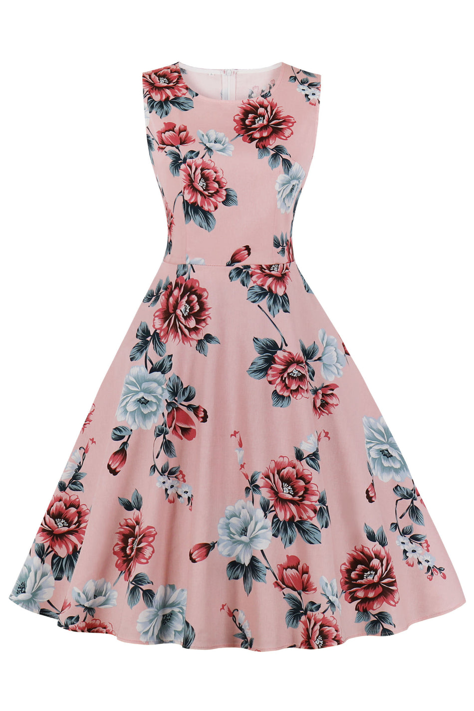 3 Styles Sleeveless Floral A-line Vintage Dress