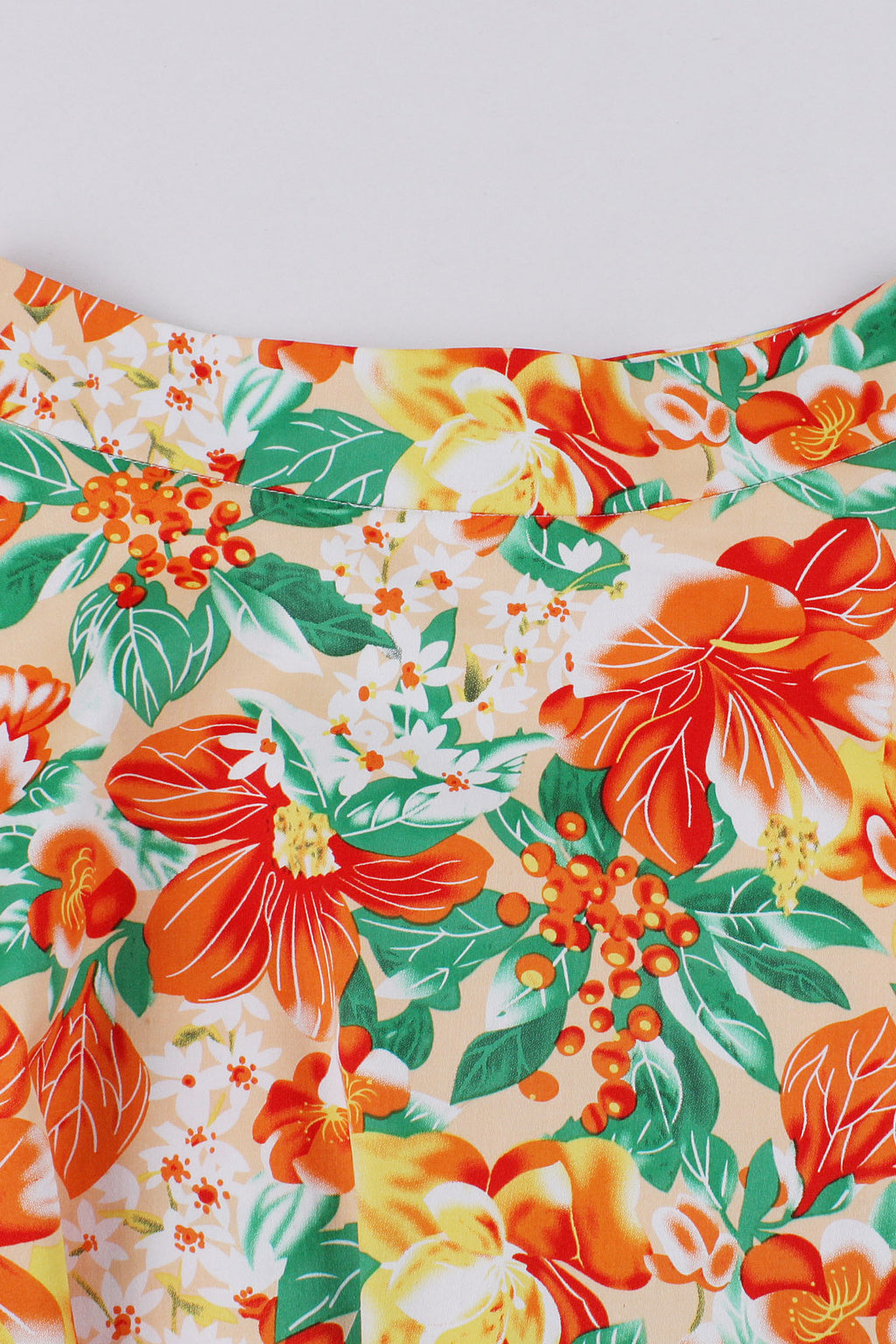 Orange Floral A-line Vintage Skirt
