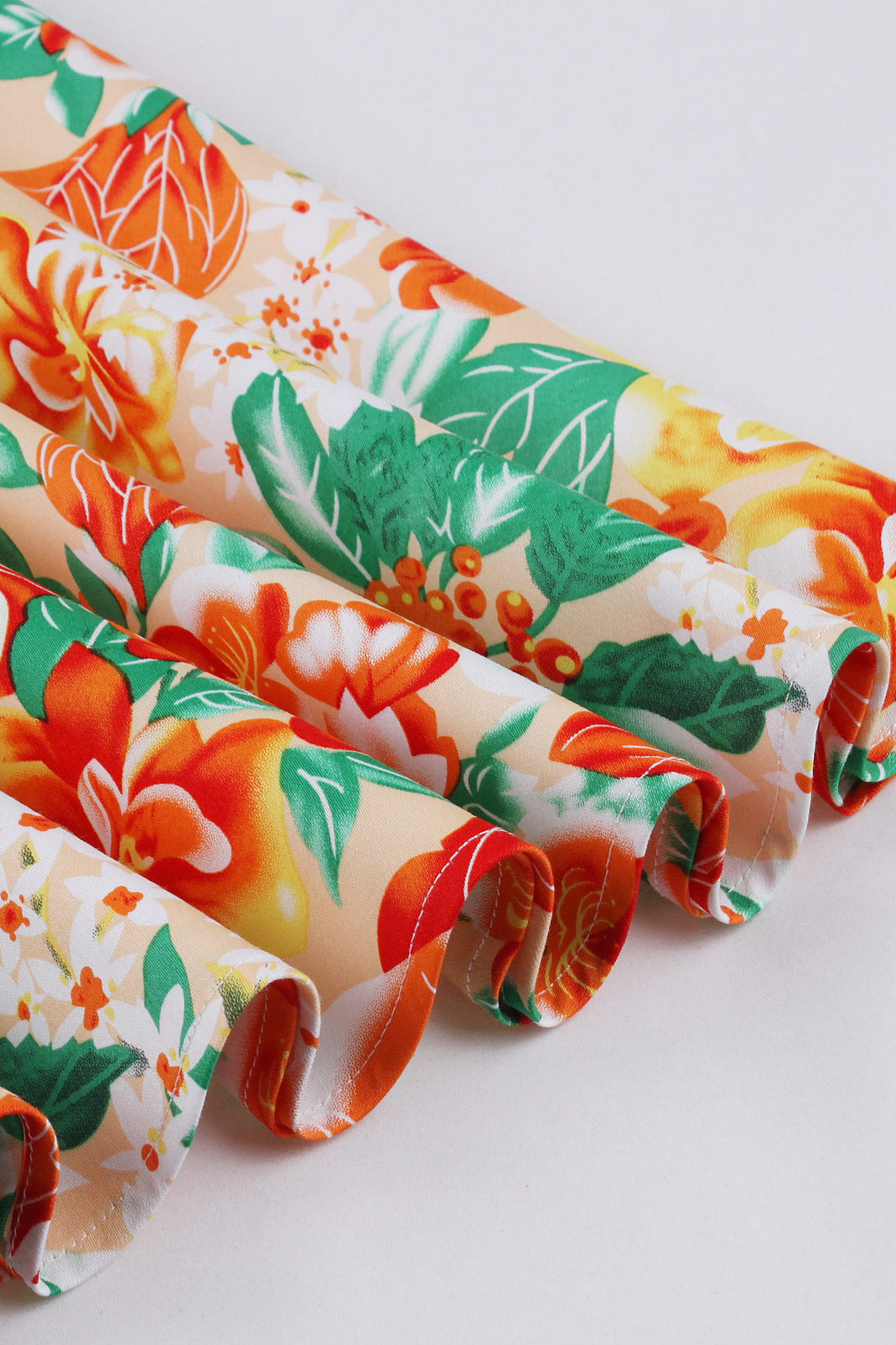 Orange Floral A-line Vintage Skirt