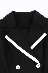 Elegant Black Lapel A-line Short Sleeves Vintage Dress
