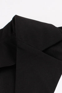 Elegant Black Lapel A-line Short Sleeves Vintage Dress