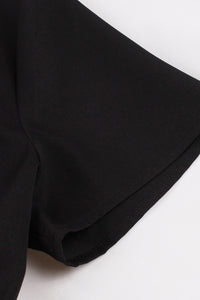 Elegant Black Lapel A-line Short Sleeves Vintage Dress