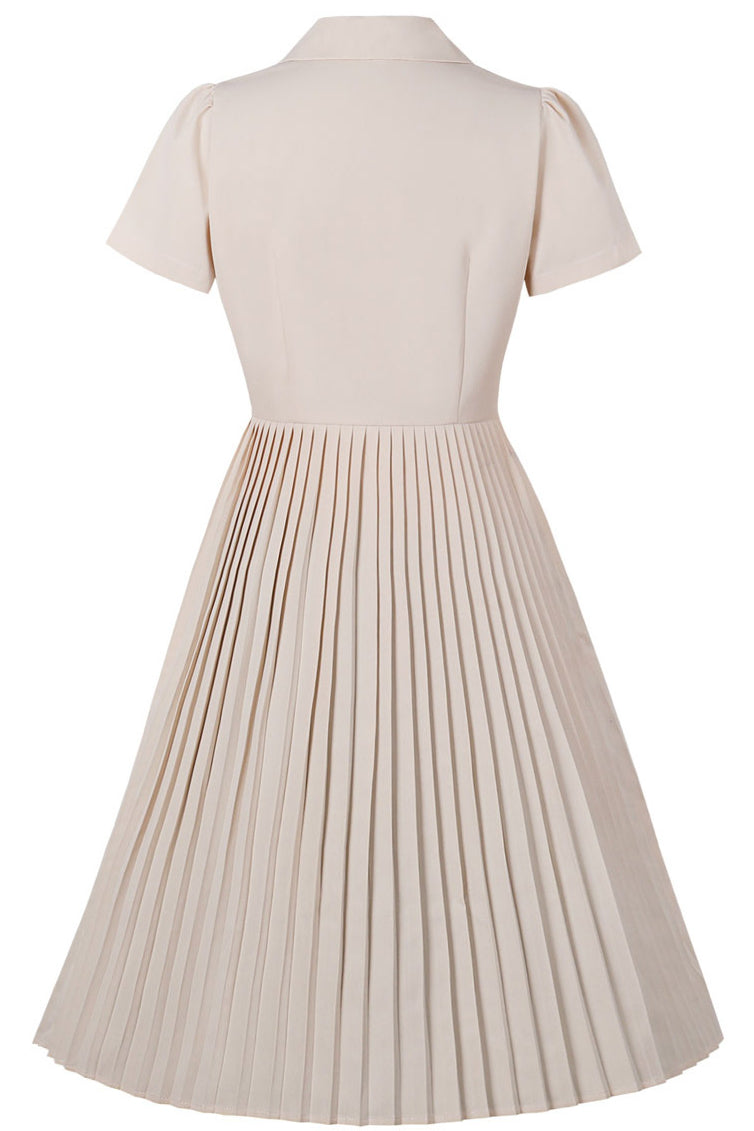 Apricot Lapel Short Sleeves A-line Vintage Dress