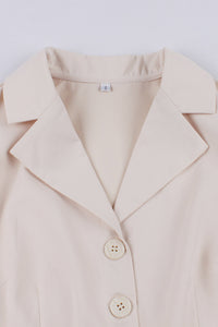 Apricot Lapel Short Sleeves A-line Vintage Dress