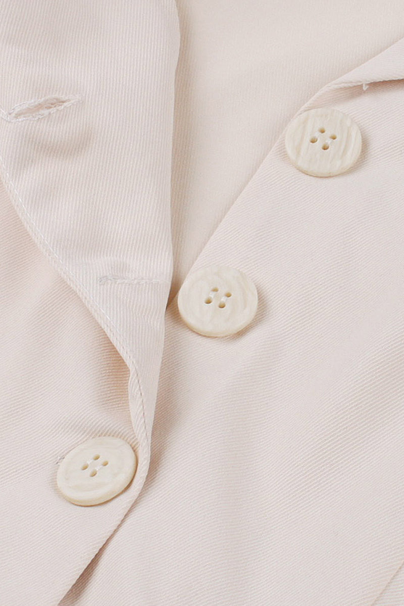 Apricot Lapel Short Sleeves A-line Vintage Dress