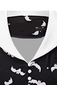 Black Halloween Bat Prints A-line Vintage Dress