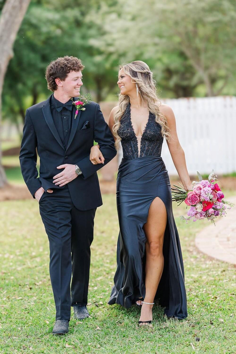 Halter Green Appliques Satin Ruched Prom Dress Dreamdressy Halter Green Appliques Satin Ruched Prom Dress Dreamdressy