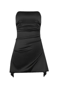 Strapless Aqua Irregular Hem Short Dress