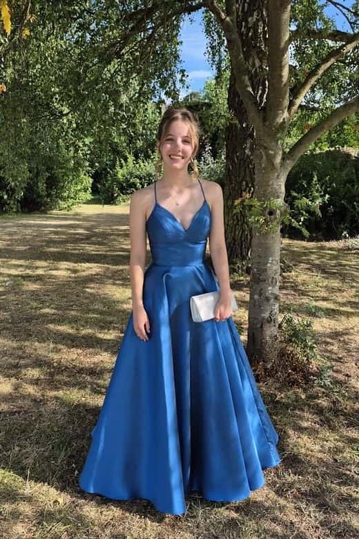 Simple Straps A-line Red Long Prom Dress