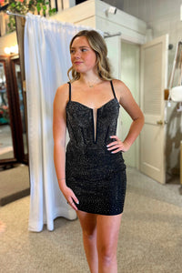 Royal Blue Beaded Sheath Deep V Neck Homecoming Dress