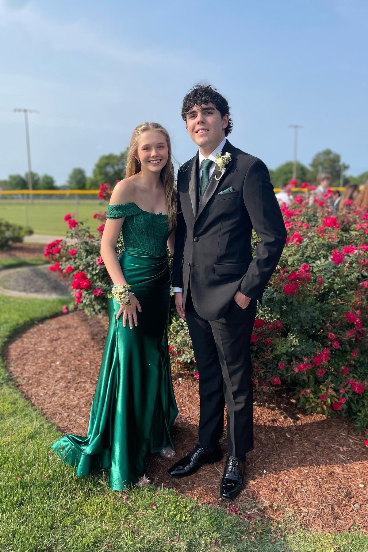 blue suit with green dress A Curated Man Blog