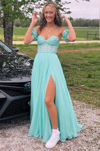 Lilac Applique Strapless A-Line Long Prom Dress
