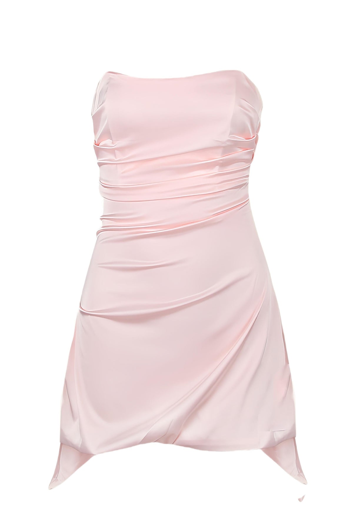 Strapless Aqua Irregular Hem Short Dress