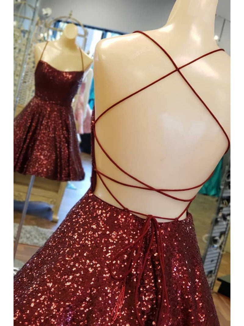 homecoming dresses burgundy Lace-up Back Burgundy Homecoming Dress – Dreamdressy