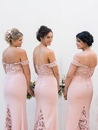 blush pink mermaid bridesmaid dresses Blush Pink Mermaid Bridesmaid Dress With Off Shoulder... From  Youmaiwedding, Rs.8,357.41