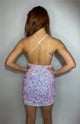 Pink Sequin V-Neck Lace-Up Mini Cocktail Dress