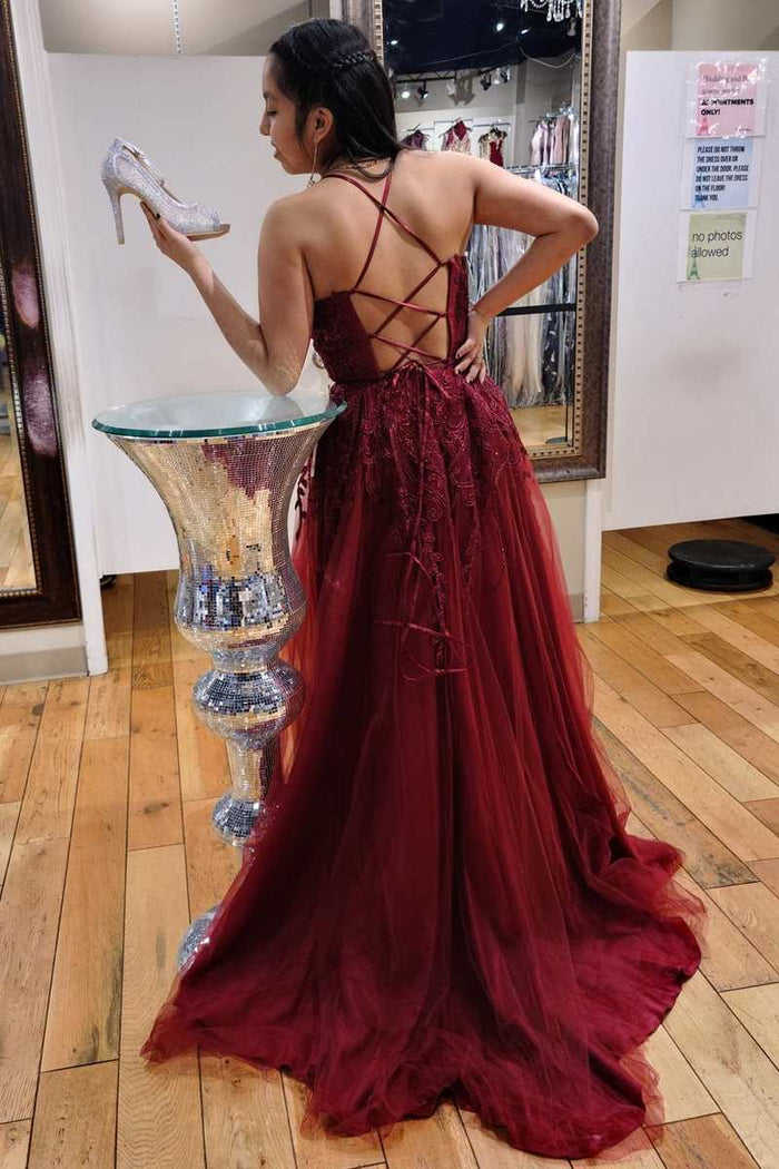 wine red lace dress Halter Neck Short Burgundy Lace Prom Dresses, Short Wine Red Lace Form jbydress