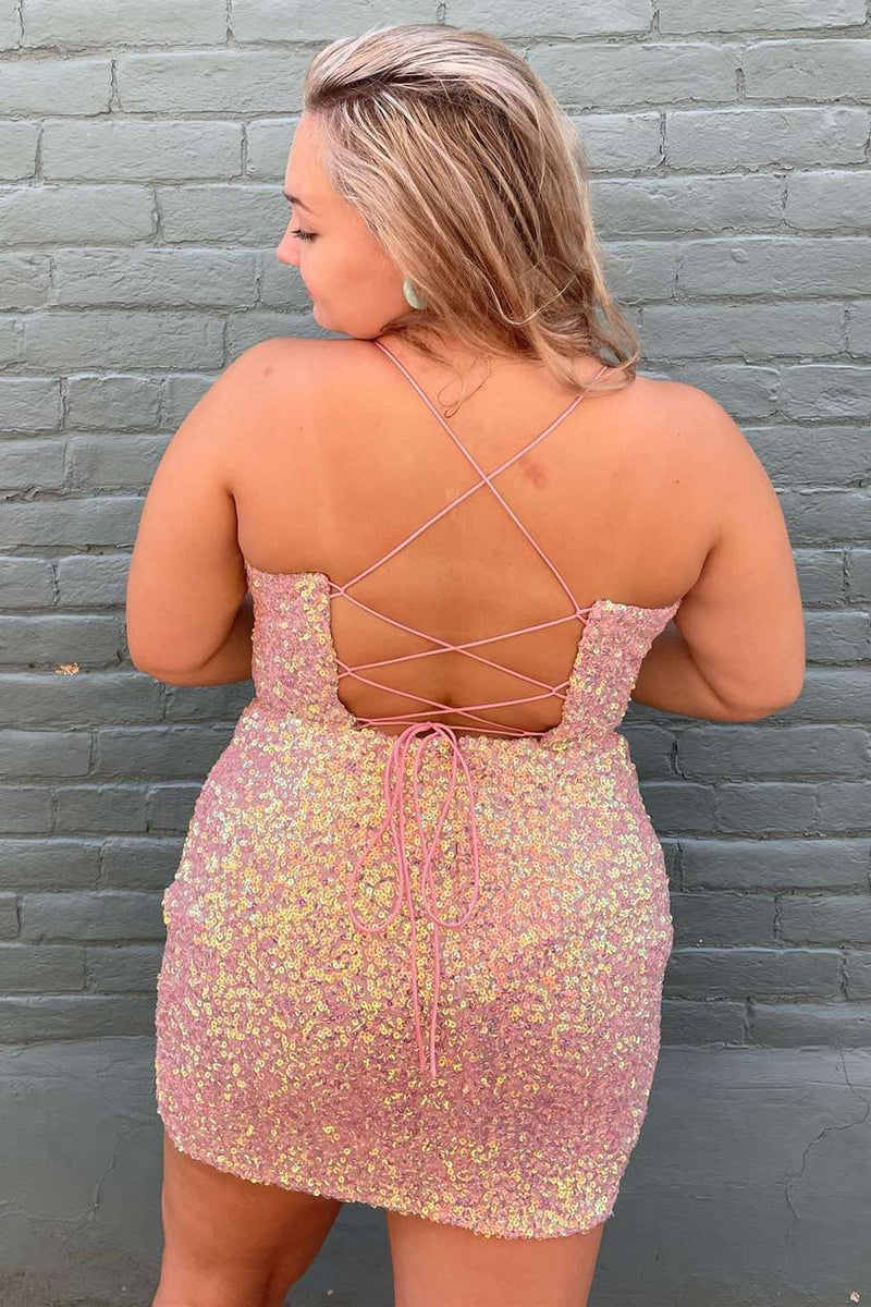 pink iridescent dress Light Pink Maxi Dress - Iridescent Sequin Dress - Lace-Up Dress