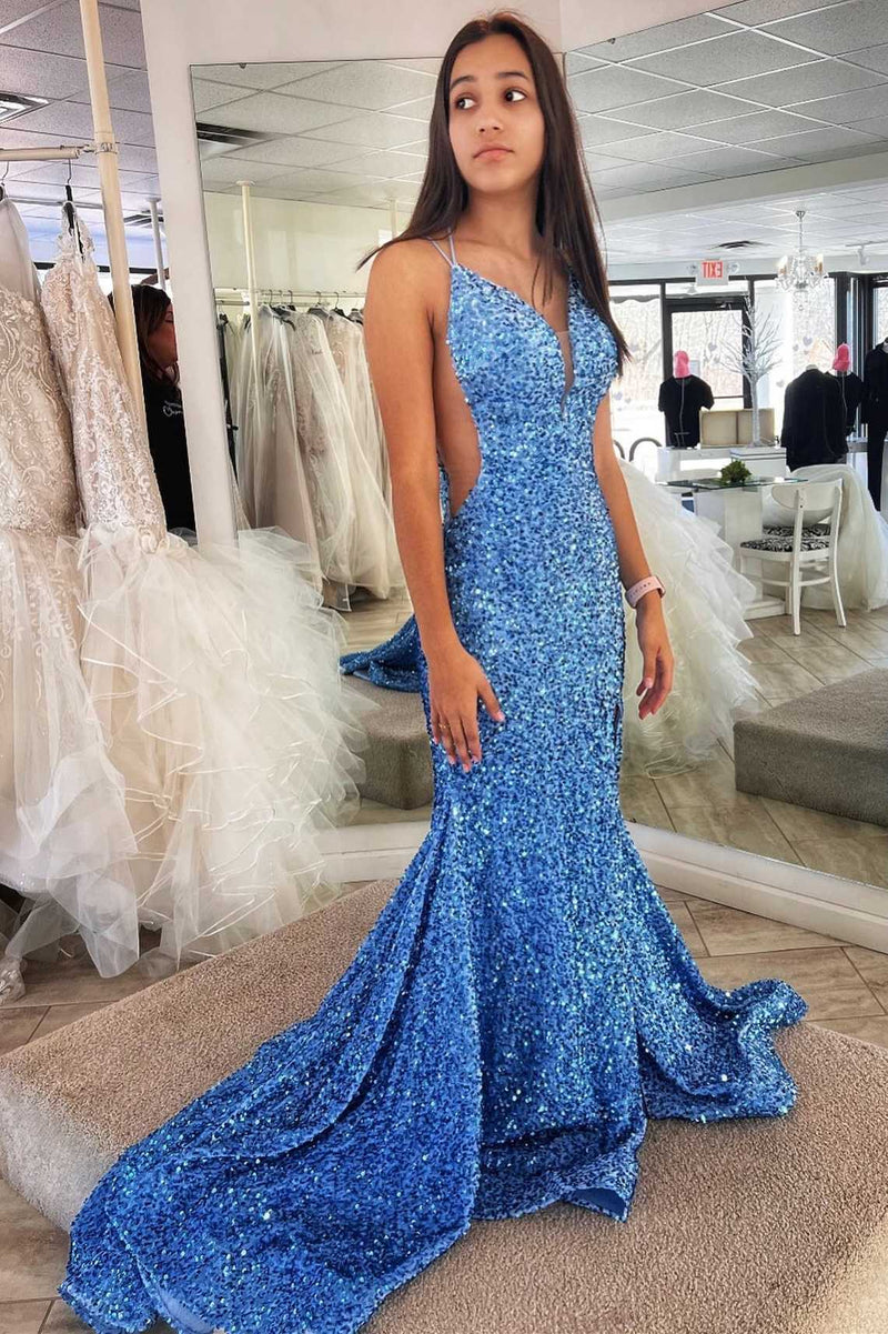 Purple Iridescent Sequin Lace-Up Back Mermaid Long Prom Dress Dreamdressy Purple Iridescent Sequin Lace-Up Back Mermaid Long Prom Dress Dreamdressy