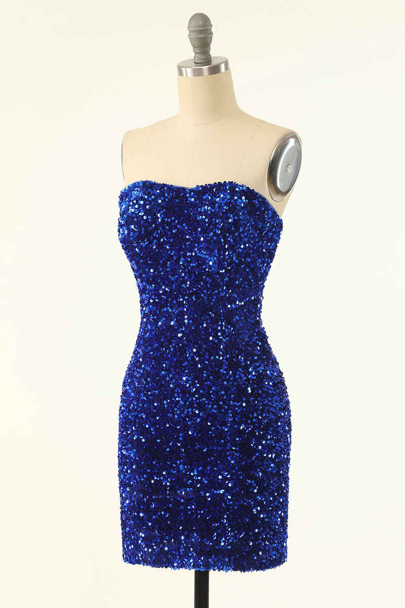 Royal Blue Sequin Strapless Mini Homecoming Dress Dreamdressy Royal Blue Sequin Strapless Mini Homecoming Dress Dreamdressy