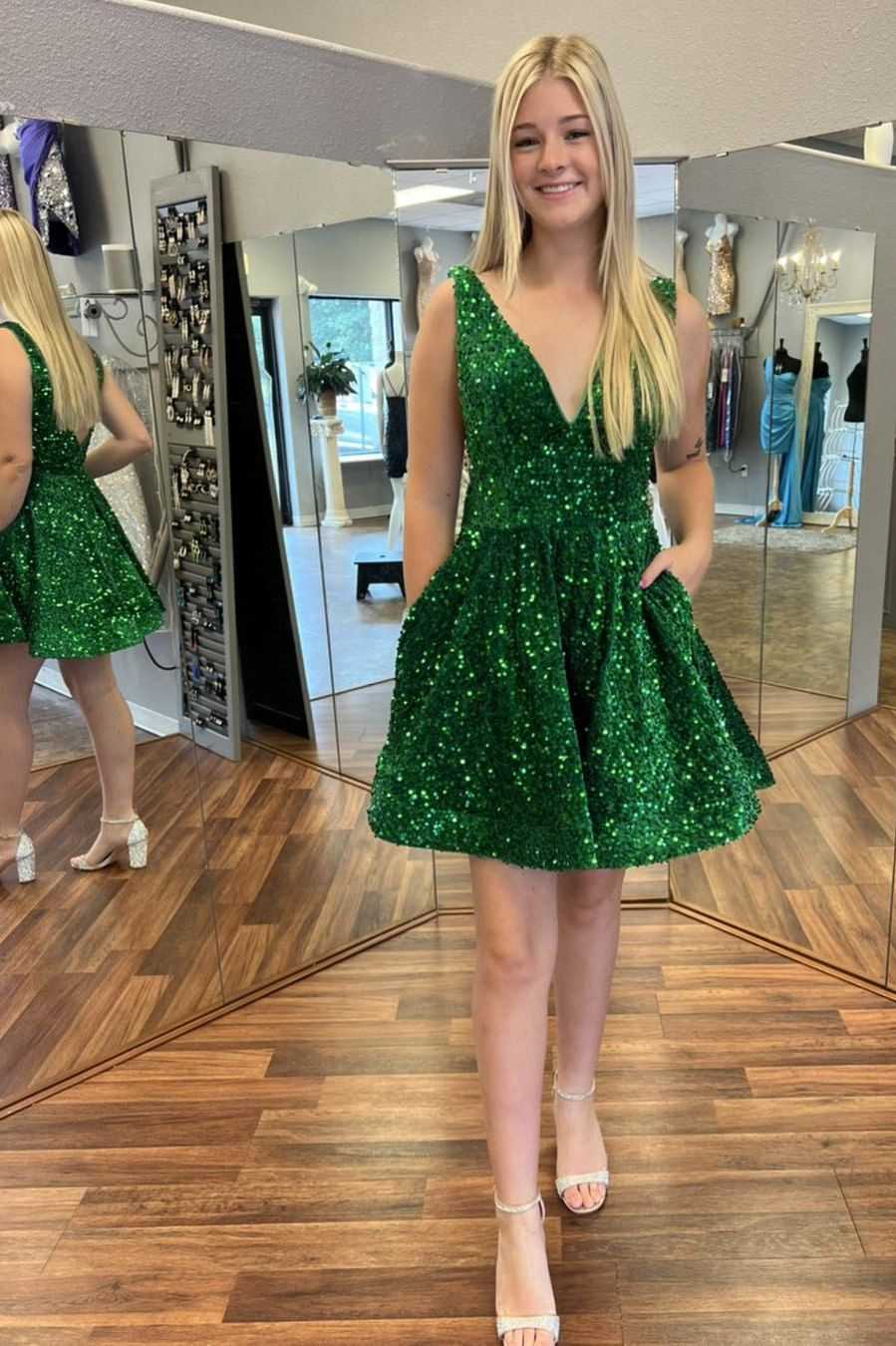 short sparkly green dress ZAPAKA Women Sparkly Strapless Dark Green Homecoming Dress with Streamer Bodycon Corset Sequins Cocktail Dress, Dark Green / US16