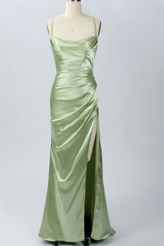 sage green satin cowl neck dress Taleah Cut Out Maxi Dress Sage
