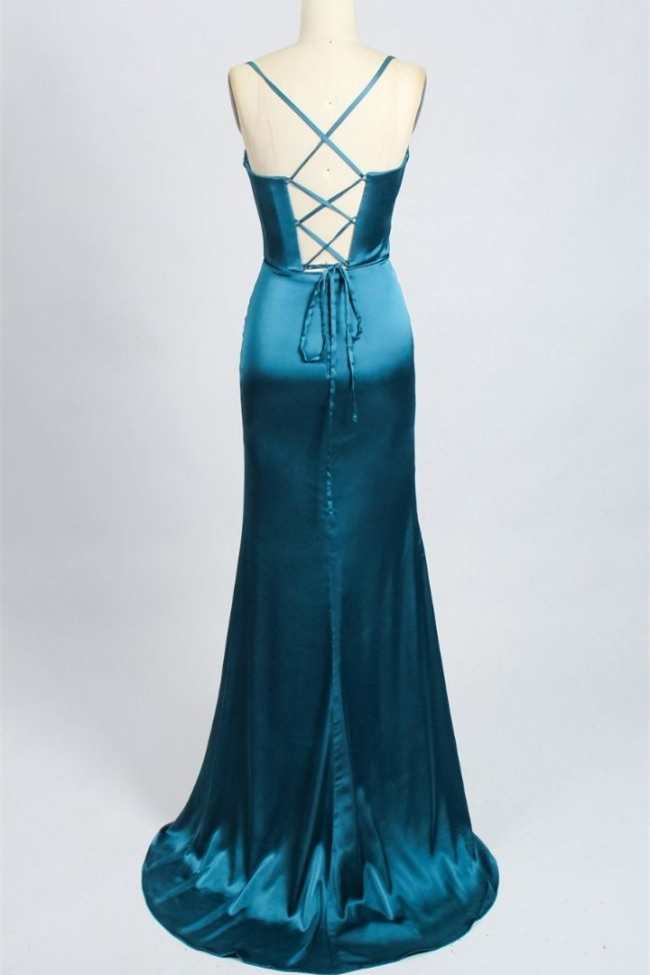 cowl neck mermaid maxi dress Eira Mist Blue Cowl Scarf-Detail Mermaid Maxi Dress L / 8-10