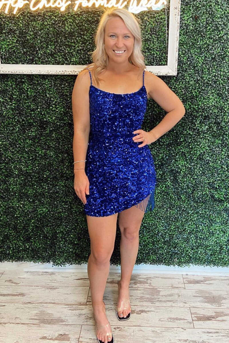 fringe homecoming dress Fringe Sequin Lace-Up Mini Homecoming Dress – Dreamdressy