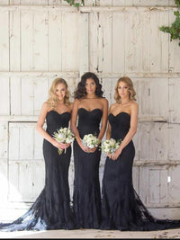 black strapless bridesmaid dress Elegant Strapless Black Mermaid Long Bridesmaid Dress – Dreamdressy